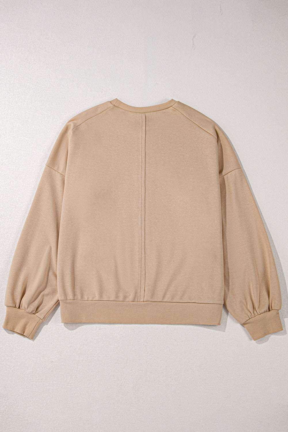 A pale khaki plus-size sweatshirt featuring a floral peace sign graphic and a Washed Terry Finish