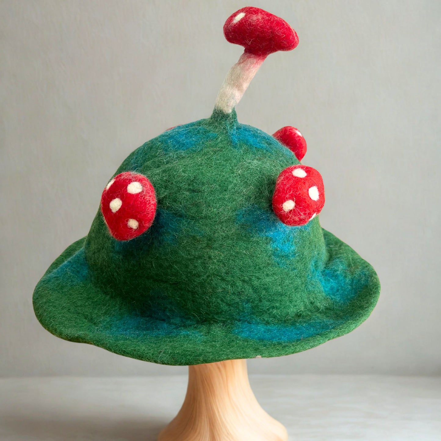 Felted Mushroom Hat - Moss Mountain Green