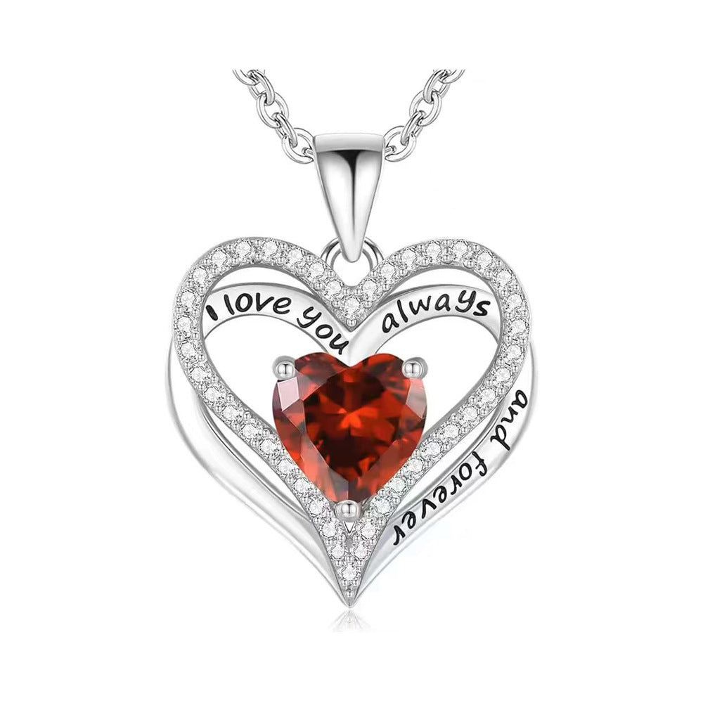 "I Love You" Crystal Heart Pendant Necklace