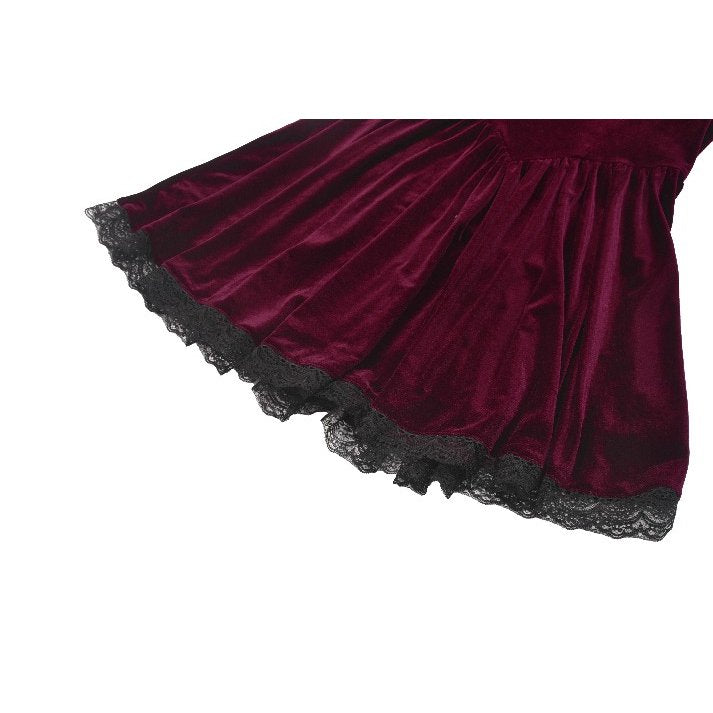 Dark in Love Ophelia Lace Collar Burgundy Velvet Goth Dress