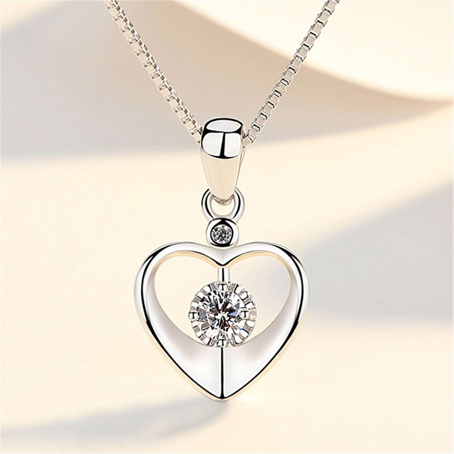 Zircon Heart Pendant Necklace