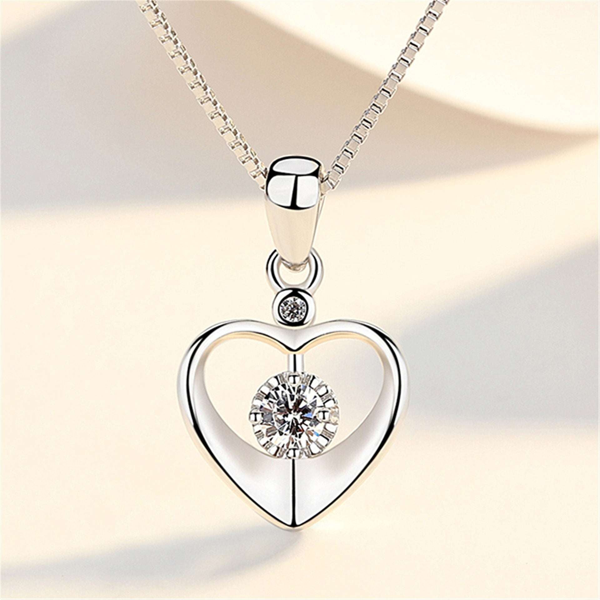 Zircon Heart Pendant Necklace