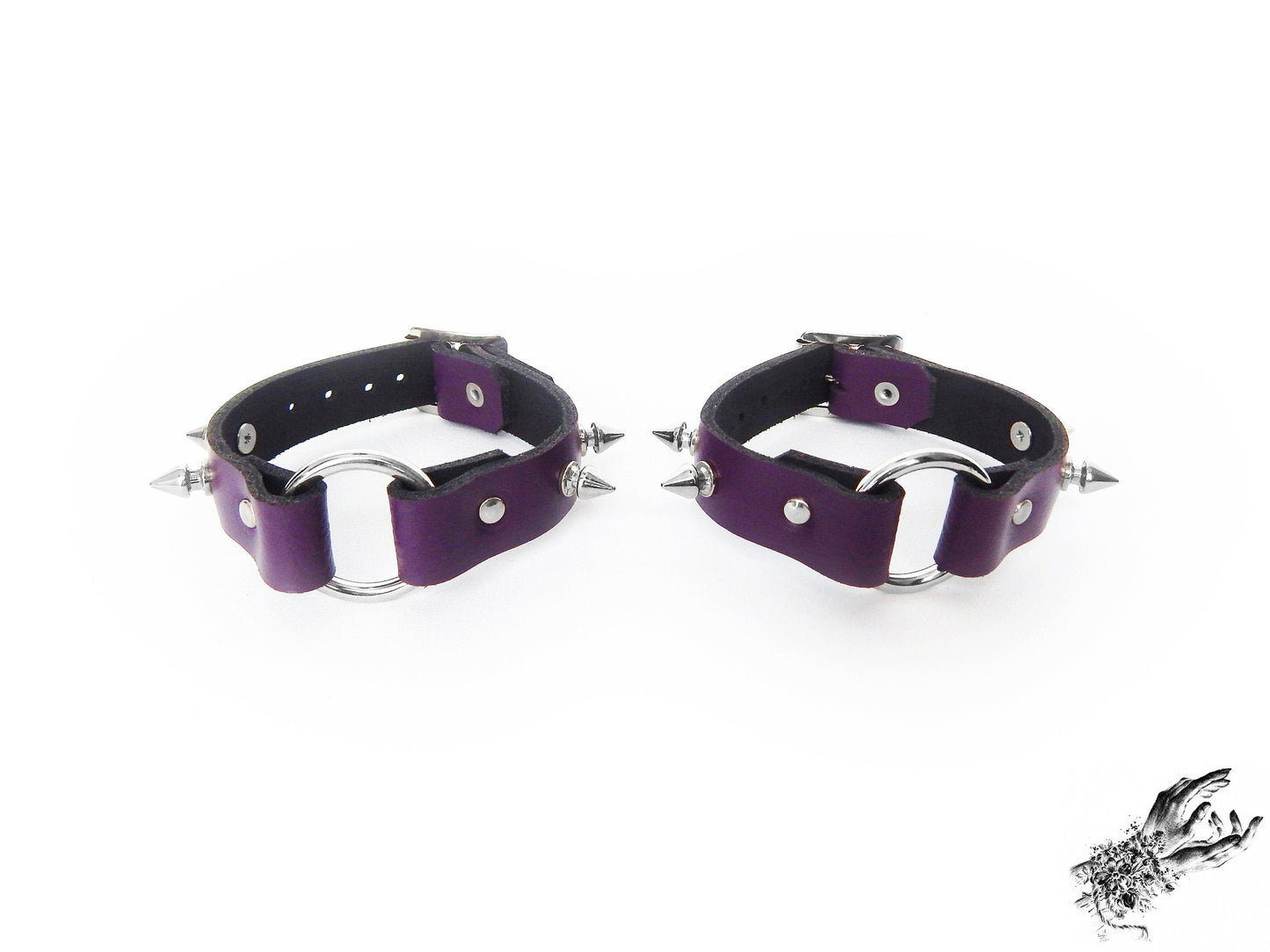 Purple Studded O Ring Ankle Cuffs