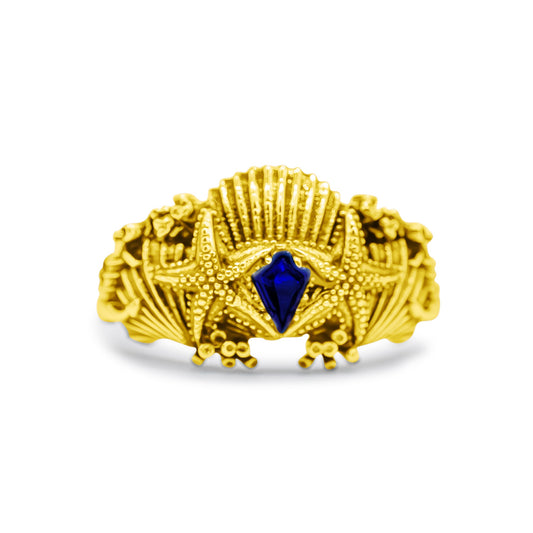 Sovereign Of The Sea Blue Stone Gold Ring