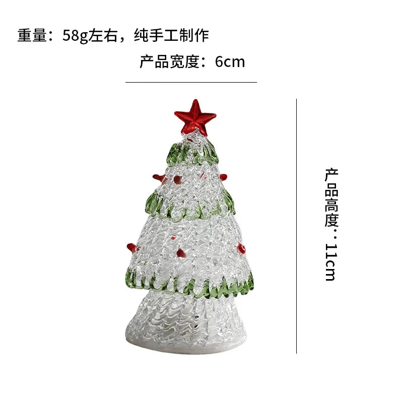 Zibo Lushila Glass Frosted Christmas Tree   Home Office Desktop Decoration