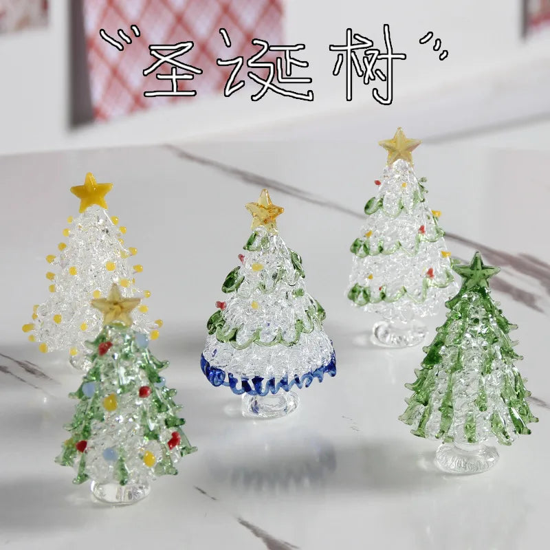 Zibo Lushila Glass Frosted Christmas Tree   Home Office Desktop Decoration