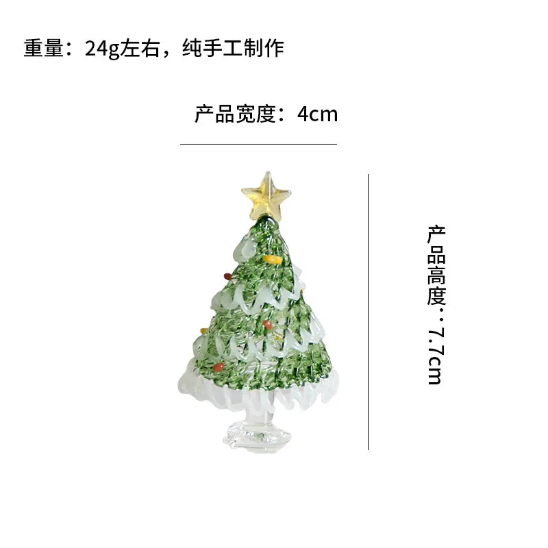 Zibo Lushila Glass Frosted Christmas Tree   Home Office Desktop Decoration