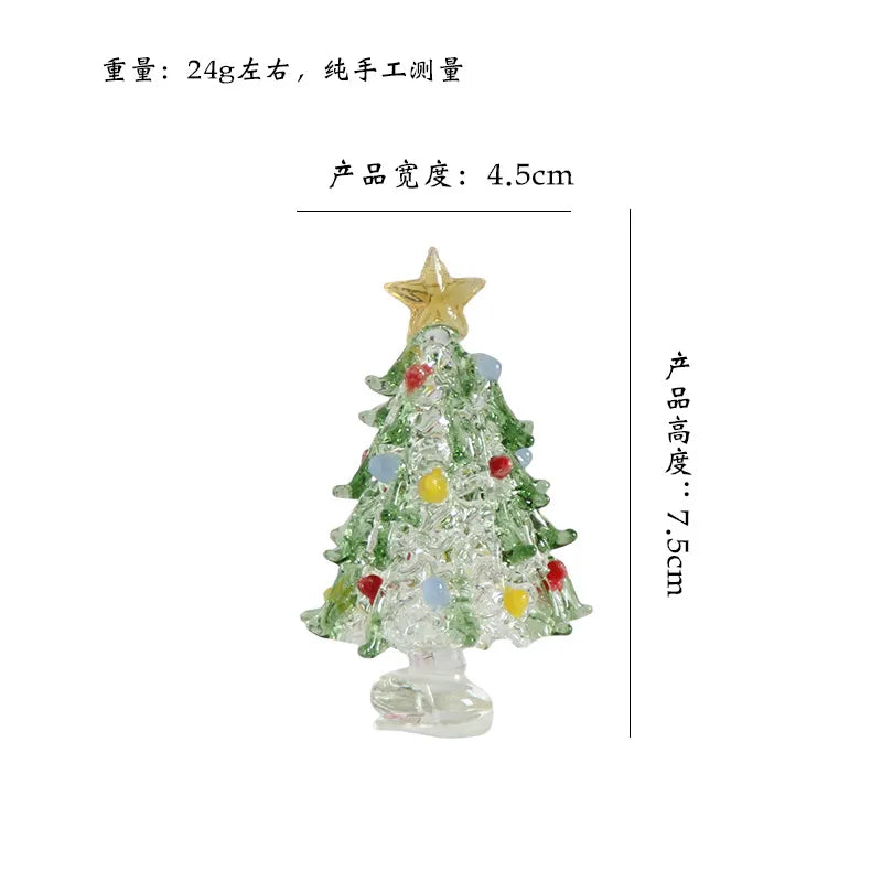 Zibo Lushila Glass Frosted Christmas Tree   Home Office Desktop Decoration
