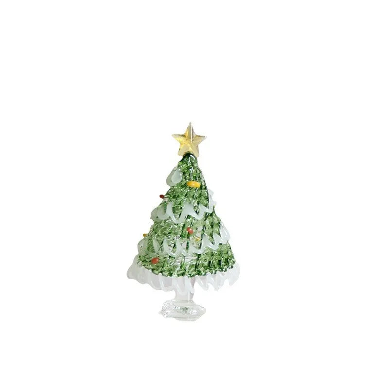 Zibo Lushila Glass Frosted Christmas Tree   Home Office Desktop Decoration