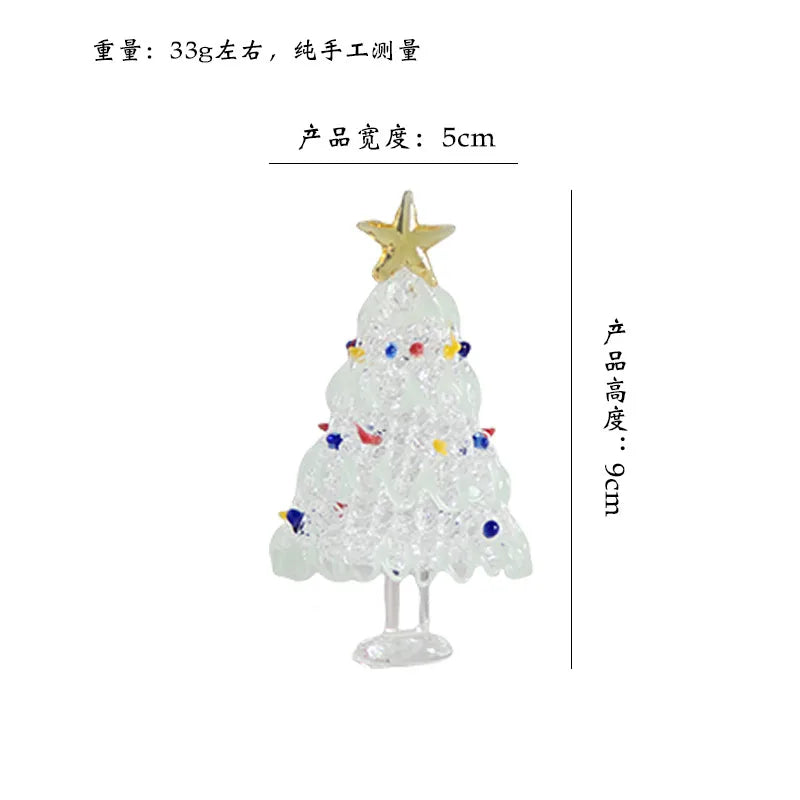 Zibo Lushila Glass Frosted Christmas Tree   Home Office Desktop Decoration