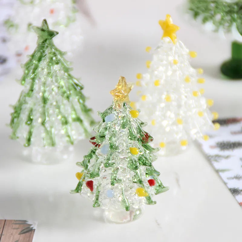 Zibo Lushila Glass Frosted Christmas Tree   Home Office Desktop Decoration