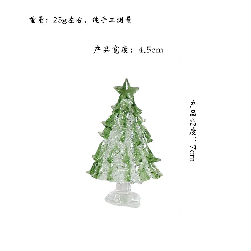Zibo Lushila Glass Frosted Christmas Tree   Home Office Desktop Decoration