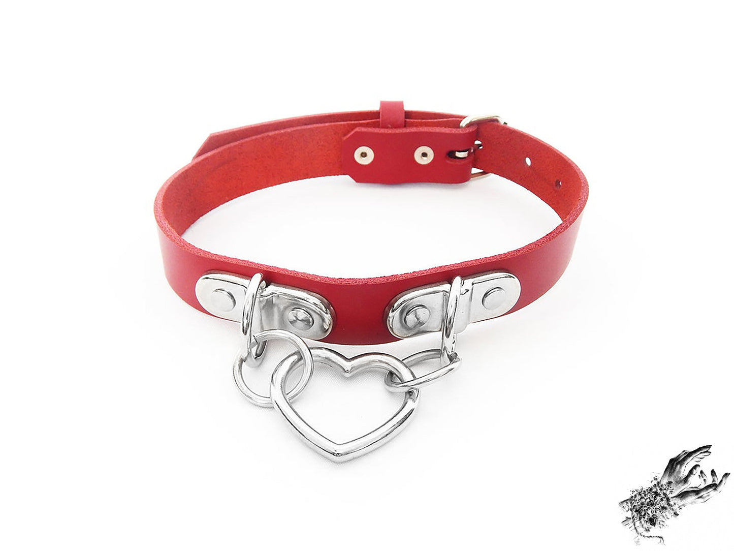 Red Bound Heart Ring Choker