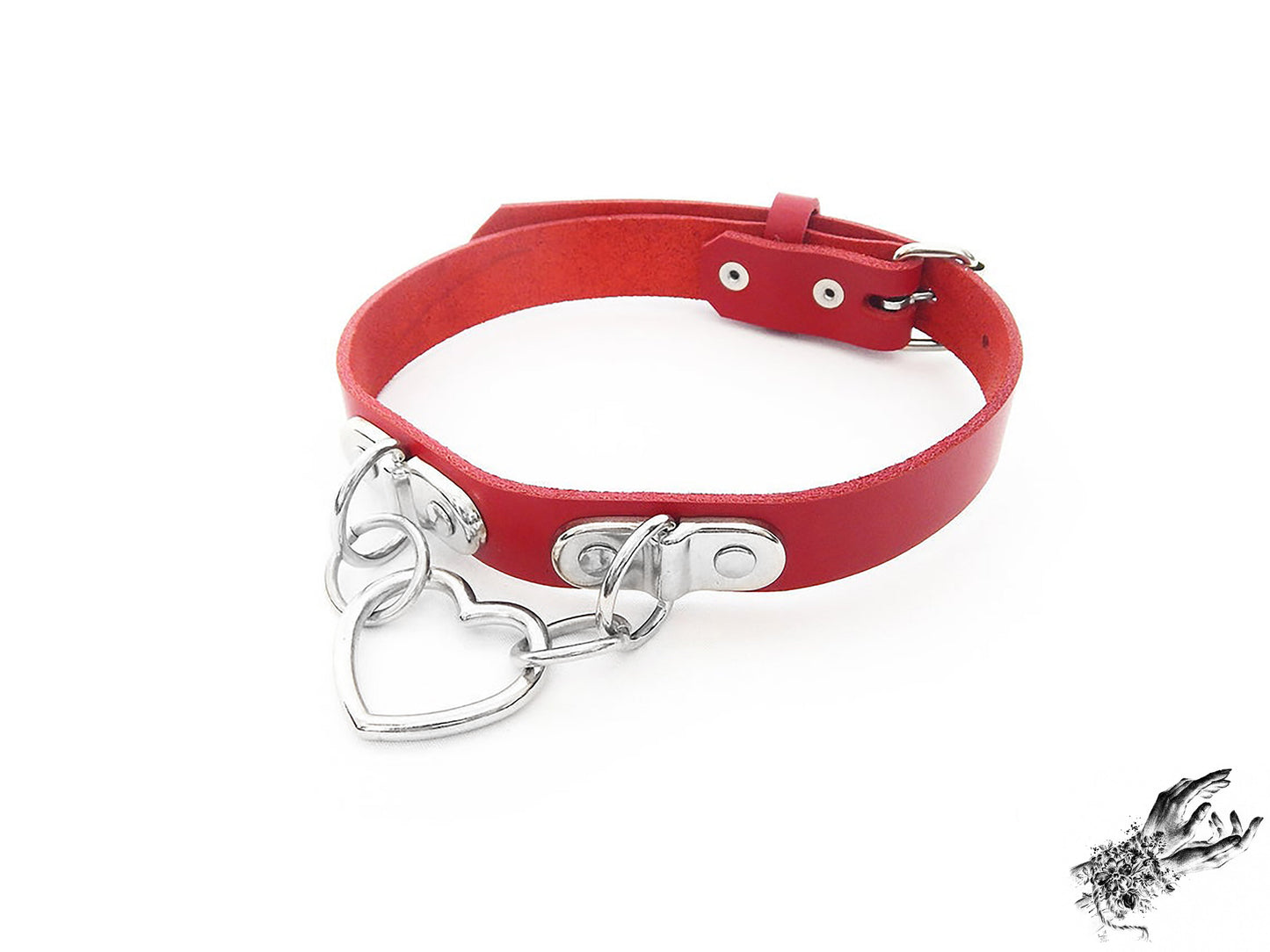 Red Bound Heart Ring Choker