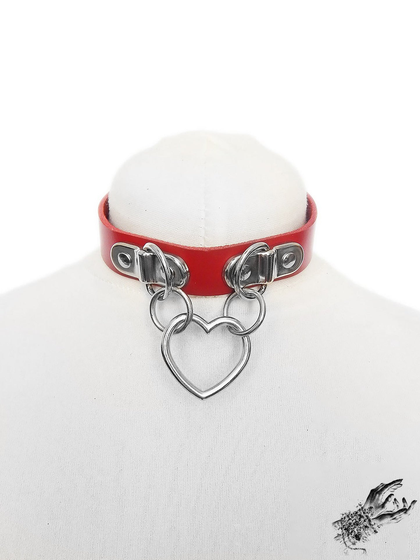 Red Bound Heart Ring Choker