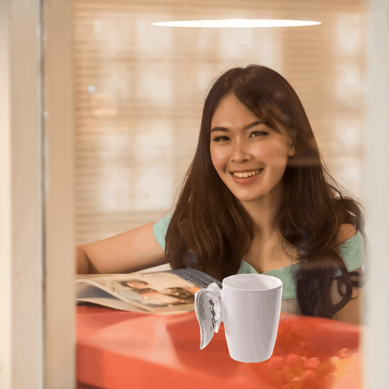 Shaped Handle Ceramic Mug - Silver Angel Wings